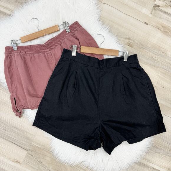 Madewell Pants - Madewell Medium Bundle Of 2 Elastic Waist Shorts Medium Black/pink 16-3079